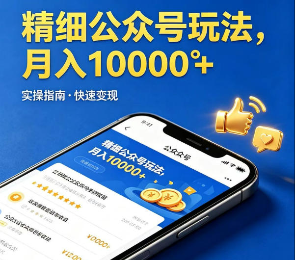 精细化公众号玩法，我们给你提供文章，你来负责发布，收益可观，月入1W+【揭秘】青祥项目库-闲云创业网-老谢轻创网-中创网-福缘网-冒泡网-资源之家-魔方项目库青祥项目库