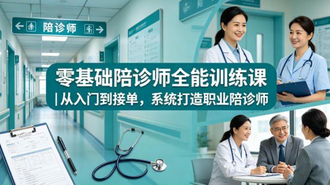 零基础陪诊师全能训练课｜从入门到接单，系统打造职业陪诊师青祥项目库-闲云创业网-老谢轻创网-中创网-福缘网-冒泡网-资源之家-魔方项目库青祥项目库