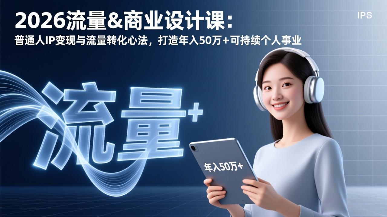 2026流量&商业设计课：普通人IP变现与流量转化心法，打造年入50万+可持续个人事业青祥项目库-闲云创业网-老谢轻创网-中创网-福缘网-冒泡网-资源之家-魔方项目库青祥项目库