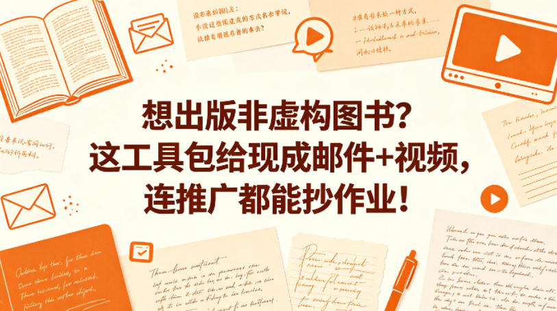 想出版非虚构图书？这工具包给现成邮件+视频，连推广都能抄作业！【原创双语字幕】青祥项目库-闲云创业网-老谢轻创网-中创网-福缘网-冒泡网-资源之家-魔方项目库青祥项目库