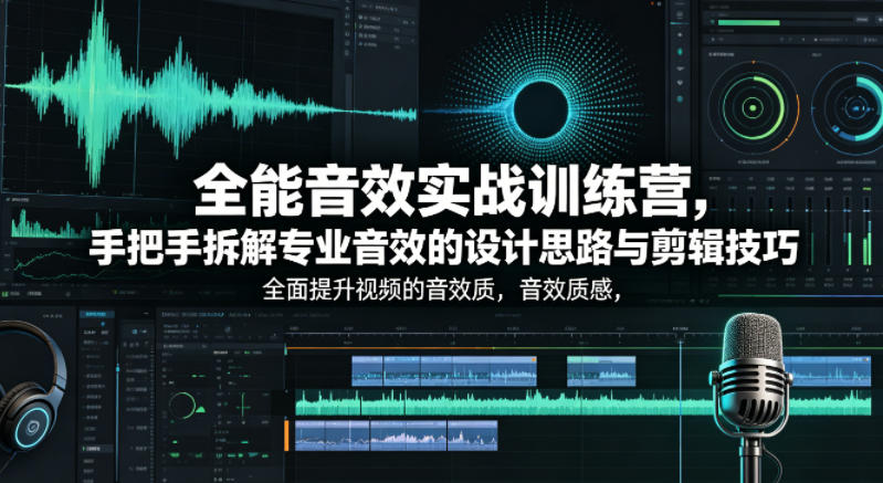 全能音效实战训练营，手把手拆解专业音效的设计思路与剪辑技巧，全面提升视频的音效质感青祥项目库-闲云创业网-老谢轻创网-中创网-福缘网-冒泡网-资源之家-魔方项目库青祥项目库