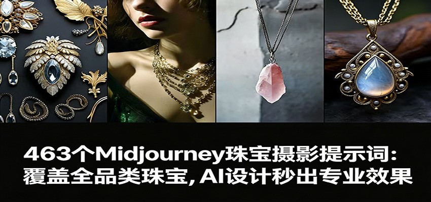463个Midjourney珠宝摄影提示词：覆盖全品类珠宝，AI设计秒出专业效果青祥项目库-闲云创业网-老谢轻创网-中创网-福缘网-冒泡网-资源之家-魔方项目库青祥项目库