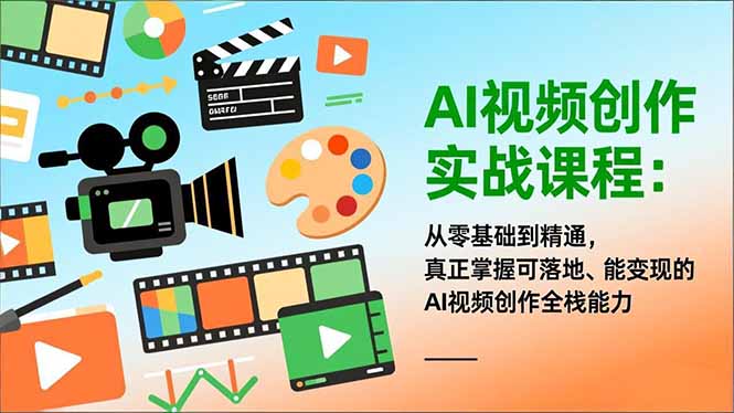 AI视频创作实战课程：从零基础到精通，真正掌握可落地、能变现的AI视频创作全栈能力青祥项目库-闲云创业网-老谢轻创网-中创网-福缘网-冒泡网-资源之家-魔方项目库青祥项目库