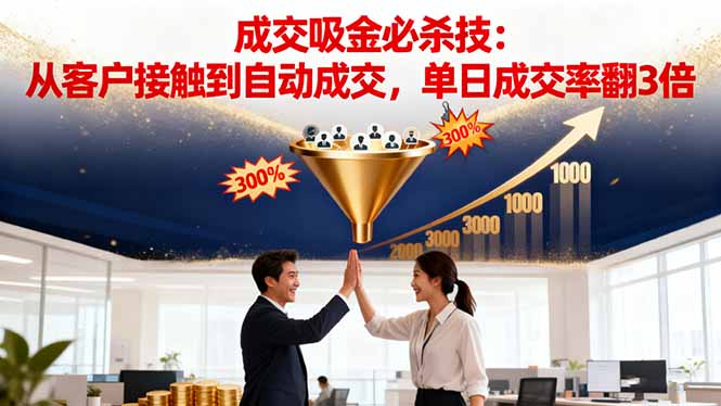 吸金成交营销必杀技:从客户接触到自动成交,单日成交率翻3倍青祥项目库-闲云创业网-老谢轻创网-中创网-福缘网-冒泡网-资源之家-魔方项目库青祥项目库