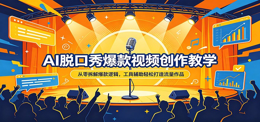 AI脱口秀爆款视频创作教学：从零拆解爆款逻辑，工具辅助轻松打造流量作品青祥项目库-闲云创业网-老谢轻创网-中创网-福缘网-冒泡网-资源之家-魔方项目库青祥项目库