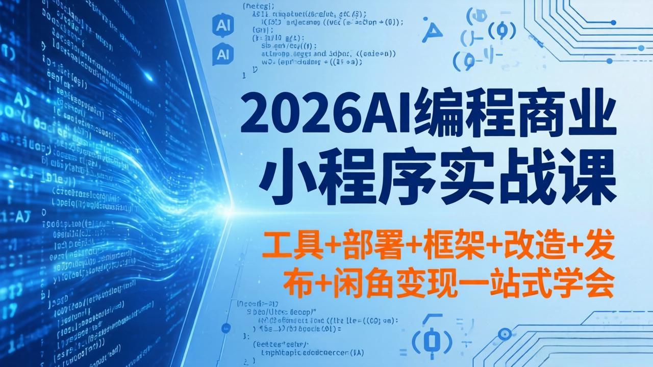 2026AI编程商业小程序实战课，工具+部署+框架+改造+发布+闲鱼变现一站式学会青祥项目库-闲云创业网-老谢轻创网-中创网-福缘网-冒泡网-资源之家-魔方项目库青祥项目库