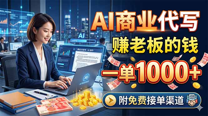 AI商业代写，赚老板的钱，一单1000+，附免费接单渠道青祥项目库-闲云创业网-老谢轻创网-中创网-福缘网-冒泡网-资源之家-魔方项目库青祥项目库