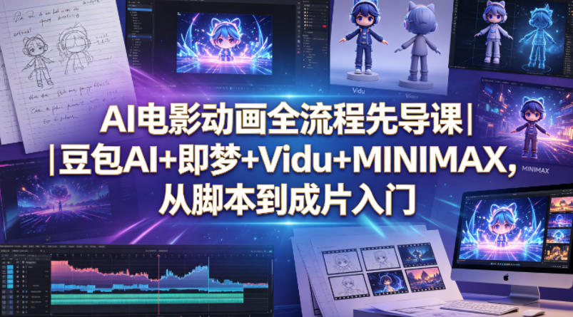AI电影动画全流程先导课｜豆包AI+即梦+Vidu+MINIMAX，从脚本到成片入门青祥项目库-闲云创业网-老谢轻创网-中创网-福缘网-冒泡网-资源之家-魔方项目库青祥项目库