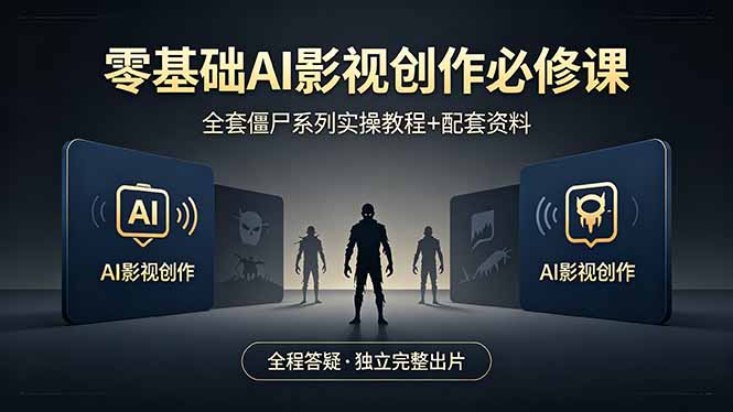 零基础AI影视创作必修课，全套僵尸系列实操教程加配套资料，全程答疑带你独立完整出片青祥项目库-闲云创业网-老谢轻创网-中创网-福缘网-冒泡网-资源之家-魔方项目库青祥项目库