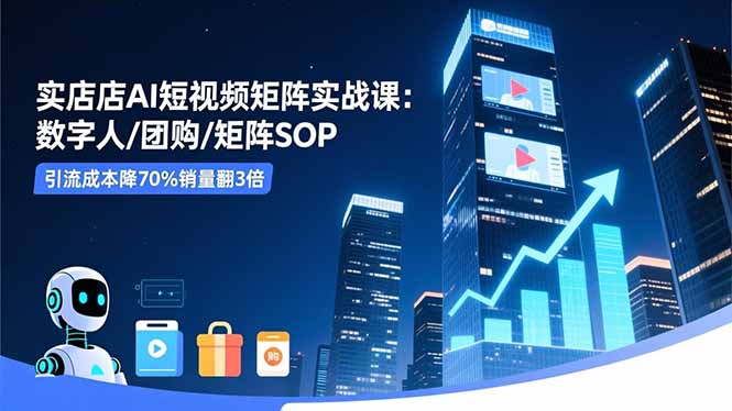 实体店AI短视频矩阵实战课：数字人/团购/矩阵SOP，引流成本降70%销量翻3倍青祥项目库-闲云创业网-老谢轻创网-中创网-福缘网-冒泡网-资源之家-魔方项目库青祥项目库