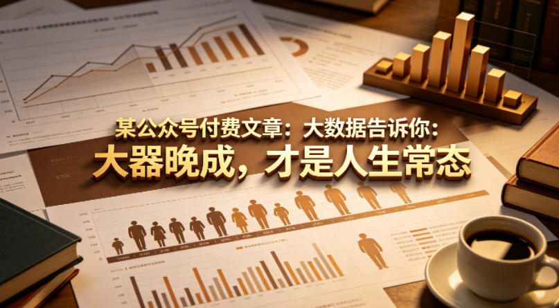 某公众号付费文章：大数据告诉你：大器晚成，才是人生常态青祥项目库-闲云创业网-老谢轻创网-中创网-福缘网-冒泡网-资源之家-魔方项目库青祥项目库