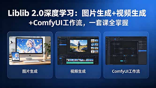 Liblib 2.0深度学习：图片生成+视频生成+ComfyUI工作流，一套课全掌握青祥项目库-闲云创业网-老谢轻创网-中创网-福缘网-冒泡网-资源之家-魔方项目库青祥项目库
