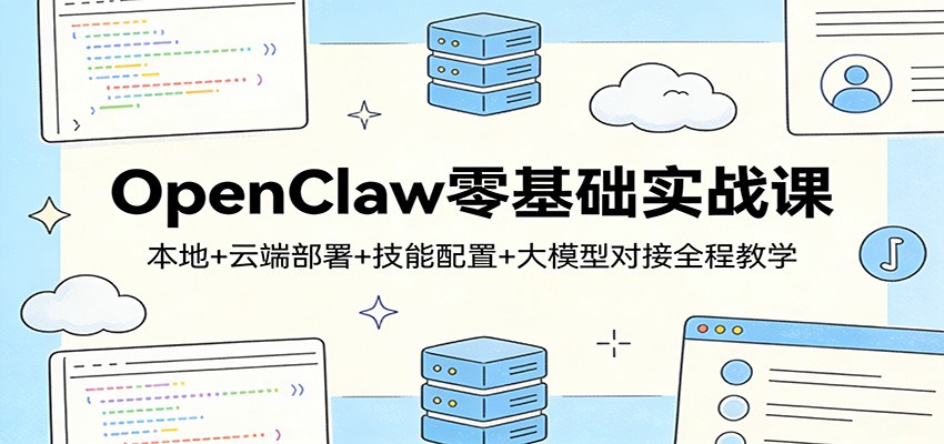 OpenClaw零基础实战课:本地+云端部署+技能配置+大模型对接全程教学青祥项目库-闲云创业网-老谢轻创网-中创网-福缘网-冒泡网-资源之家-魔方项目库青祥项目库