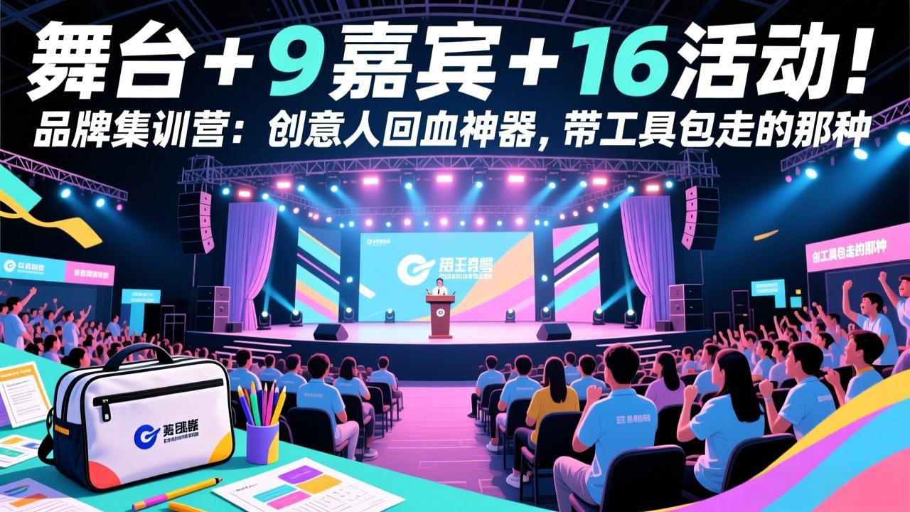 舞台 + 9 嘉宾 + 16 活动！品牌集训营：创意人回血神器，带工具包走的那种青祥项目库-闲云创业网-老谢轻创网-中创网-福缘网-冒泡网-资源之家-魔方项目库青祥项目库