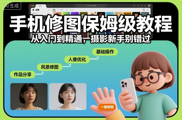 手机修图保姆级教程，从入门到精通，摄影新手别错过青祥项目库-闲云创业网-老谢轻创网-中创网-福缘网-冒泡网-资源之家-魔方项目库青祥项目库