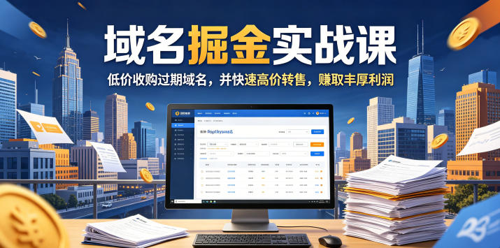 域名交易掘金实战课，低价收购过期域名，并快速高价转售，賺取丰厚利润【原创双语字幕】青祥项目库-闲云创业网-老谢轻创网-中创网-福缘网-冒泡网-资源之家-魔方项目库青祥项目库