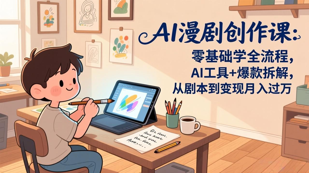 AI漫剧创作课：零基础学全流程，AI工具+爆款拆解，从剧本到变现月入过万青祥项目库-闲云创业网-老谢轻创网-中创网-福缘网-冒泡网-资源之家-魔方项目库青祥项目库