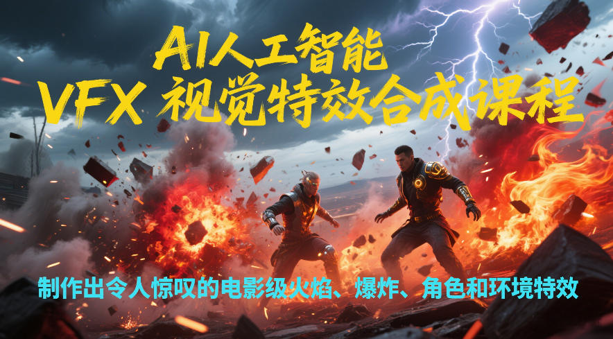 AI人工智能VFX视觉特效合成课程，制作出令人惊叹的电影级火焰、爆炸、角色和环境特效青祥项目库-闲云创业网-老谢轻创网-中创网-福缘网-冒泡网-资源之家-魔方项目库青祥项目库