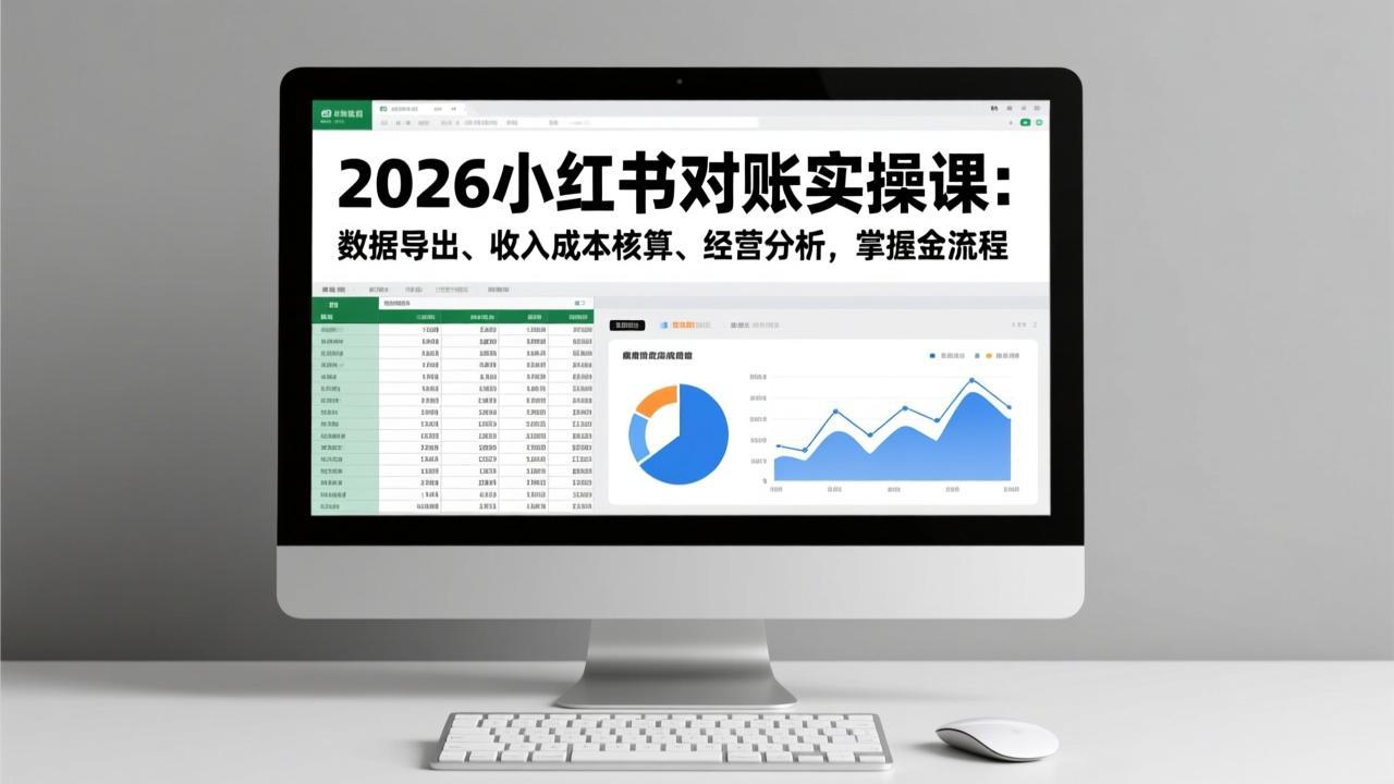 2026小红书对账实操课：数据导出、收入成本核算、经营分析，掌握全流程青祥项目库-闲云创业网-老谢轻创网-中创网-福缘网-冒泡网-资源之家-魔方项目库青祥项目库