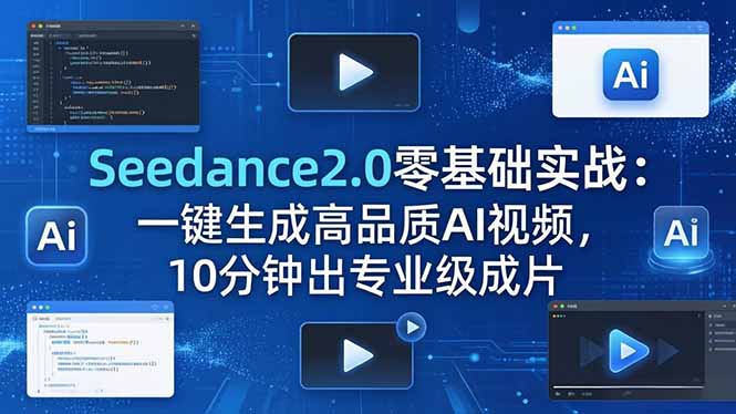 Seedance2.0零基础实战：一键生成高品质AI视频，10分钟出专业级成片青祥项目库-闲云创业网-老谢轻创网-中创网-福缘网-冒泡网-资源之家-魔方项目库青祥项目库