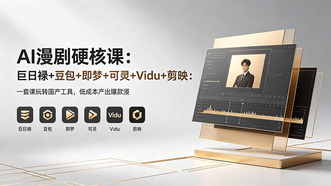 AI漫剧硬核课：巨日禄+豆包+即梦+可灵+Vidu+剪映：一套课玩转国产工具，低成本产出爆款漫剧青祥项目库-闲云创业网-老谢轻创网-中创网-福缘网-冒泡网-资源之家-魔方项目库青祥项目库