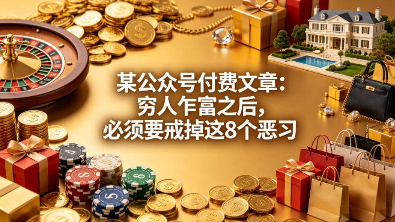 某公众号付费文章：穷人乍富之后，必须要戒掉这8个恶习青祥项目库-闲云创业网-老谢轻创网-中创网-福缘网-冒泡网-资源之家-魔方项目库青祥项目库