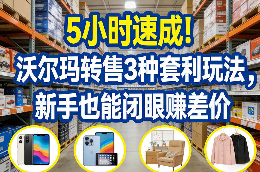 5小时速成！沃尔玛转售3种套利玩法，新手也能闭眼賺差价青祥项目库-闲云创业网-老谢轻创网-中创网-福缘网-冒泡网-资源之家-魔方项目库青祥项目库