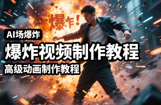 AI场景爆炸视频制作教程，利用人物实拍视频制作出高级的动画特效青祥项目库-闲云创业网-老谢轻创网-中创网-福缘网-冒泡网-资源之家-魔方项目库青祥项目库