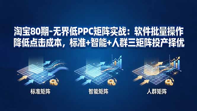 淘宝80期-无界低PPC矩阵实战：软件批量操作降低点击成本，标准+智能+人群三矩阵投产择优青祥项目库-闲云创业网-老谢轻创网-中创网-福缘网-冒泡网-资源之家-魔方项目库青祥项目库