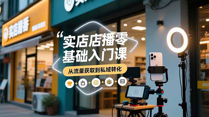 实体店播零基础入门课，实体店+短视频+直播+微信生态+私域社群，从流量获取到私域转化青祥项目库-闲云创业网-老谢轻创网-中创网-福缘网-冒泡网-资源之家-魔方项目库青祥项目库