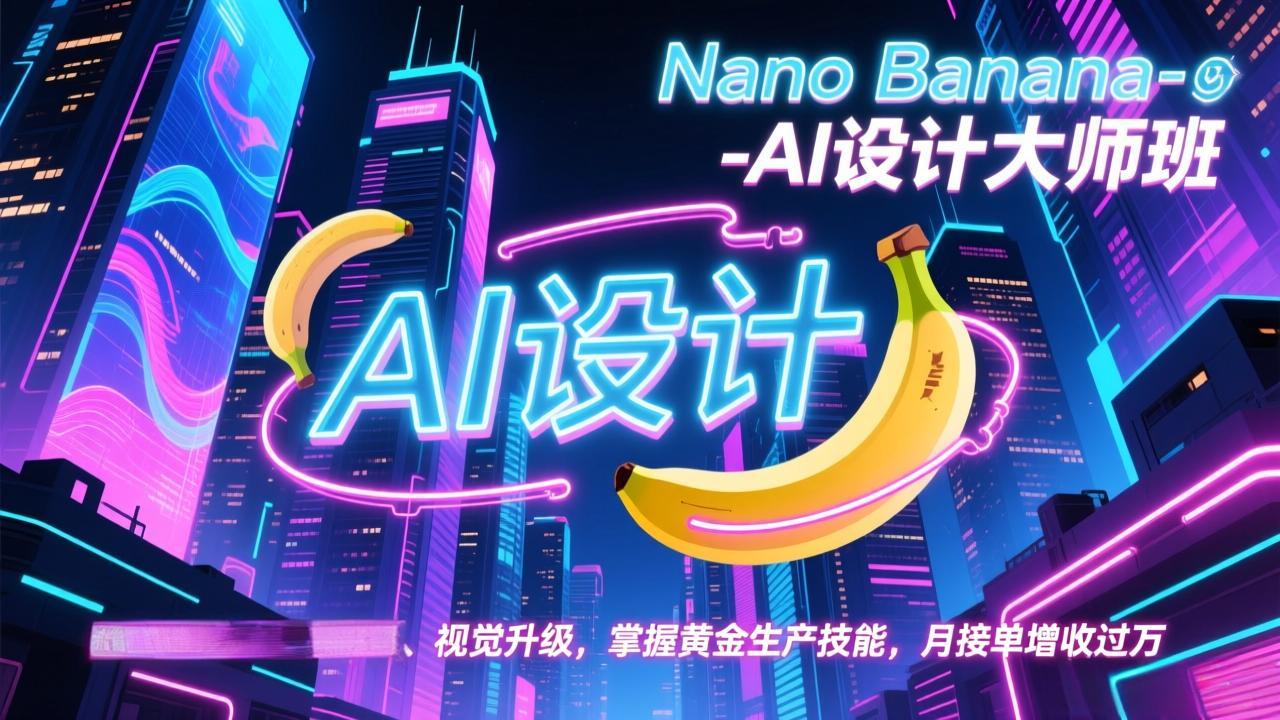 Nano Banana-AI设计大师班,修图合成、广告创作、视觉升级,掌握黄金生产技能,月接单增收过万青祥项目库-闲云创业网-老谢轻创网-中创网-福缘网-冒泡网-资源之家-魔方项目库青祥项目库