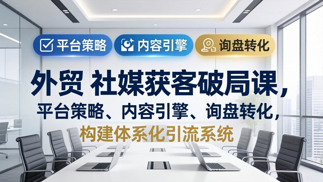 外贸 社媒获客破局课，平台策略、内容引擎、询盘转化，构建体系化引流系统(更新26年3月青祥项目库-闲云创业网-老谢轻创网-中创网-福缘网-冒泡网-资源之家-魔方项目库青祥项目库