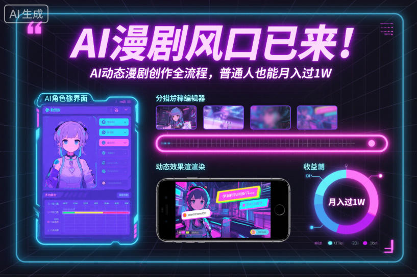 AI漫剧风口已来！AI动态漫剧创作全流程，普通人也能月入过1W青祥项目库-闲云创业网-老谢轻创网-中创网-福缘网-冒泡网-资源之家-魔方项目库青祥项目库