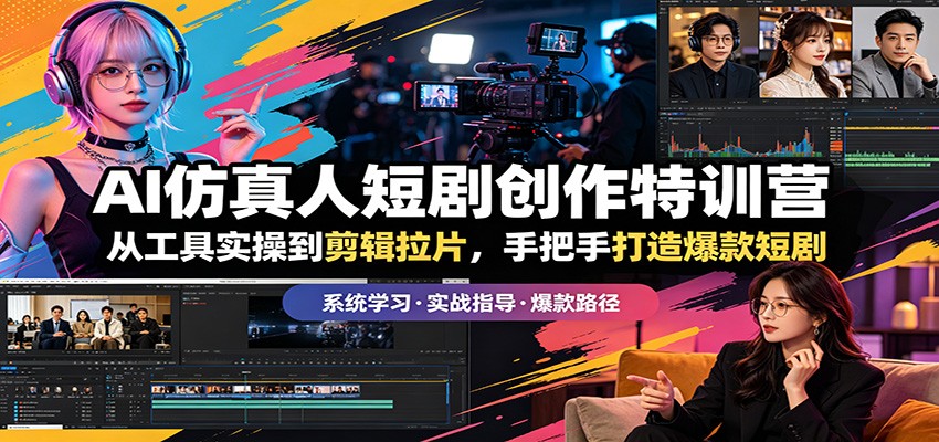 AI仿真人短剧创作特训营：从工具实操到剪辑拉片，手把手打造爆款短剧青祥项目库-闲云创业网-老谢轻创网-中创网-福缘网-冒泡网-资源之家-魔方项目库青祥项目库