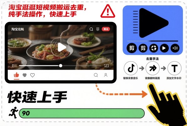 淘宝逛逛短视频搬运去重,纯手法操作,快速上手青祥项目库-闲云创业网-老谢轻创网-中创网-福缘网-冒泡网-资源之家-魔方项目库青祥项目库