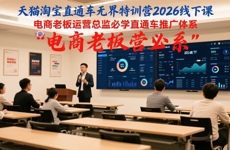 天猫淘宝直通车无界特训营2026线下课，电商老板运营总监必学直通车推广体系青祥项目库-闲云创业网-老谢轻创网-中创网-福缘网-冒泡网-资源之家-魔方项目库青祥项目库