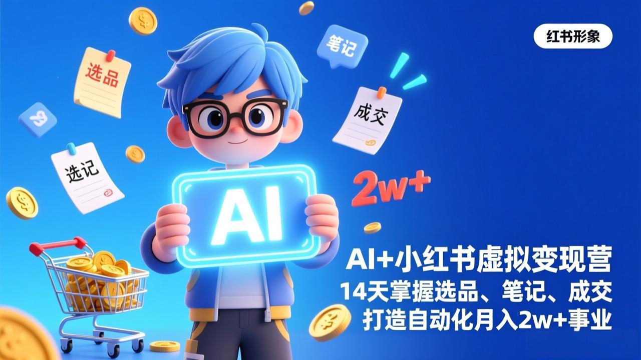 AI+小红书虚拟变现营(完结青祥项目库-闲云创业网-老谢轻创网-中创网-福缘网-冒泡网-资源之家-魔方项目库青祥项目库