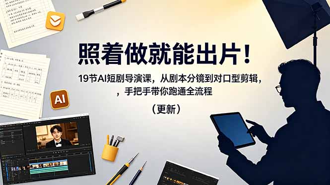 照着做就能出片！19节AI短剧导演课，从剧本分镜到对口型剪辑，手把手带你跑通全流程(更新青祥项目库-闲云创业网-老谢轻创网-中创网-福缘网-冒泡网-资源之家-魔方项目库青祥项目库