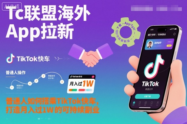 Tc联盟海外App拉新:普通人如何搭乘TikTok快车,打造月入过1W的可持续副业青祥项目库-闲云创业网-老谢轻创网-中创网-福缘网-冒泡网-资源之家-魔方项目库青祥项目库