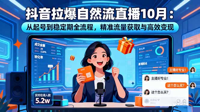 抖音拉爆自然流直播10月：从起号到稳定期全流程，精准流量获取与高效变现青祥项目库-闲云创业网-老谢轻创网-中创网-福缘网-冒泡网-资源之家-魔方项目库青祥项目库