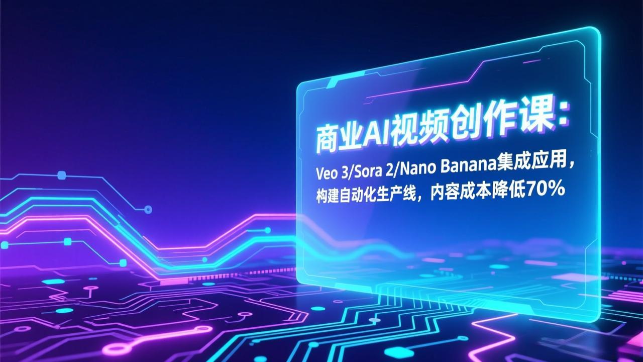 商业AI视频创作课：Veo 3/Sora 2/Nano Banana集成应用，构建自动化生产线，内容成本降低70%青祥项目库-闲云创业网-老谢轻创网-中创网-福缘网-冒泡网-资源之家-魔方项目库青祥项目库