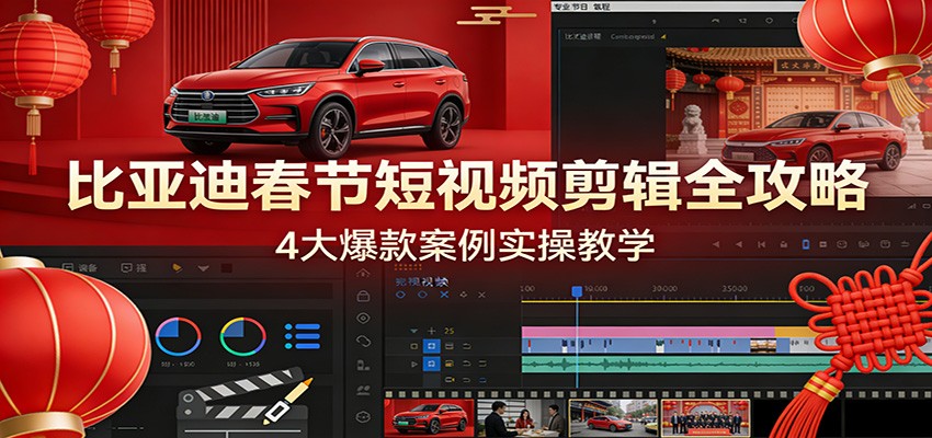 比亚迪春节短视频剪辑全攻略，4大爆款案例实操教学青祥项目库-闲云创业网-老谢轻创网-中创网-福缘网-冒泡网-资源之家-魔方项目库青祥项目库