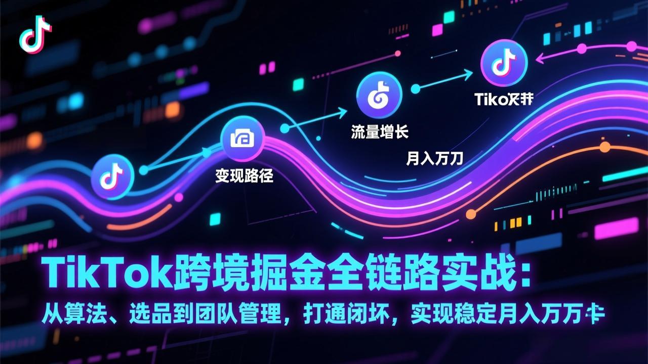 TikTok跨境掘金全链路实战：从算法、选品到团队管理，打通闭环，实现稳定月入万刀青祥项目库-闲云创业网-老谢轻创网-中创网-福缘网-冒泡网-资源之家-魔方项目库青祥项目库