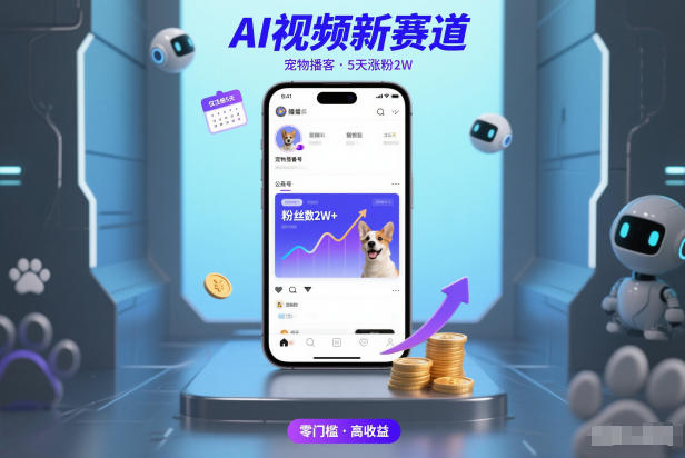 AI视频新赛道，宠物播客仅注册5天涨粉2W，收益非常可观青祥项目库-闲云创业网-老谢轻创网-中创网-福缘网-冒泡网-资源之家-魔方项目库青祥项目库