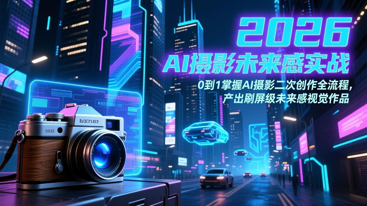 2026 AI摄影未来感实战：0到1掌握AI摄影二次创作全流程，产出刷屏级未来感视觉作品青祥项目库-闲云创业网-老谢轻创网-中创网-福缘网-冒泡网-资源之家-魔方项目库青祥项目库