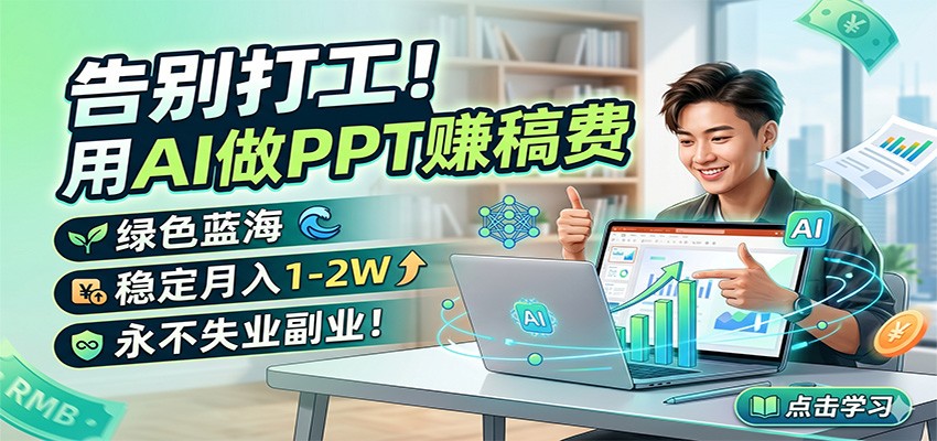告别打工！用AI做PPT赚稿费，绿色蓝海，稳定月入1-2W，永不失业副业！青祥项目库-闲云创业网-老谢轻创网-中创网-福缘网-冒泡网-资源之家-魔方项目库青祥项目库