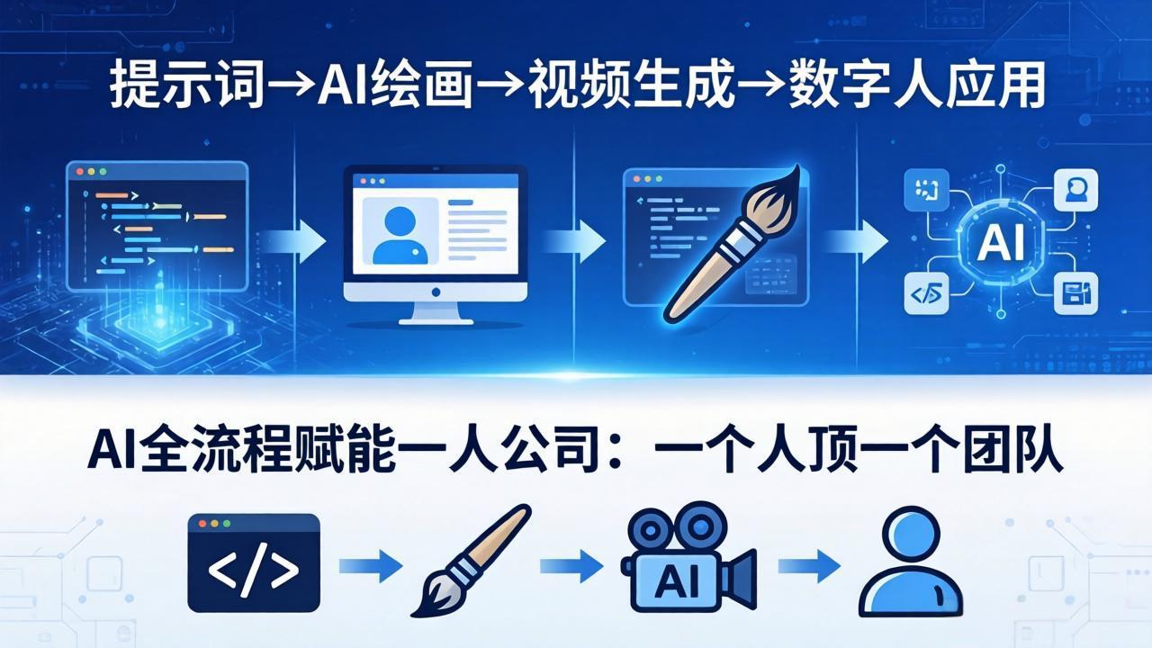 AI全流程赋能一人公司：提示词、绘画、视频、数字人、编程，一个人顶一个团队青祥项目库-闲云创业网-老谢轻创网-中创网-福缘网-冒泡网-资源之家-魔方项目库青祥项目库