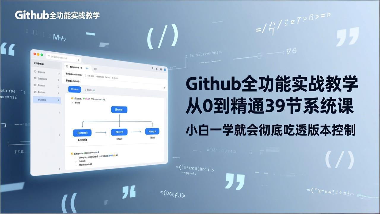 GitHub-全功能实战教学，从0到精通39节系统课，小白一学就会彻底吃透版本控制青祥项目库-闲云创业网-老谢轻创网-中创网-福缘网-冒泡网-资源之家-魔方项目库青祥项目库