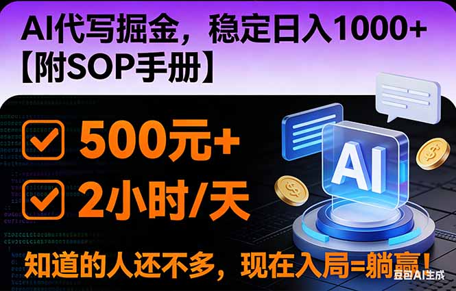 2026风口项目,AI代写掘金，稳定日入1000+，掌握核心技能【附SOP手册】青祥项目库-闲云创业网-老谢轻创网-中创网-福缘网-冒泡网-资源之家-魔方项目库青祥项目库