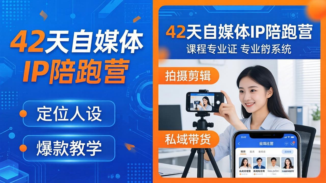 42天自媒体IP陪跑营-26年4月19更新：定位人设爆款全教学，拍摄剪辑私域带货一站式落地青祥项目库-闲云创业网-老谢轻创网-中创网-福缘网-冒泡网-资源之家-魔方项目库青祥项目库